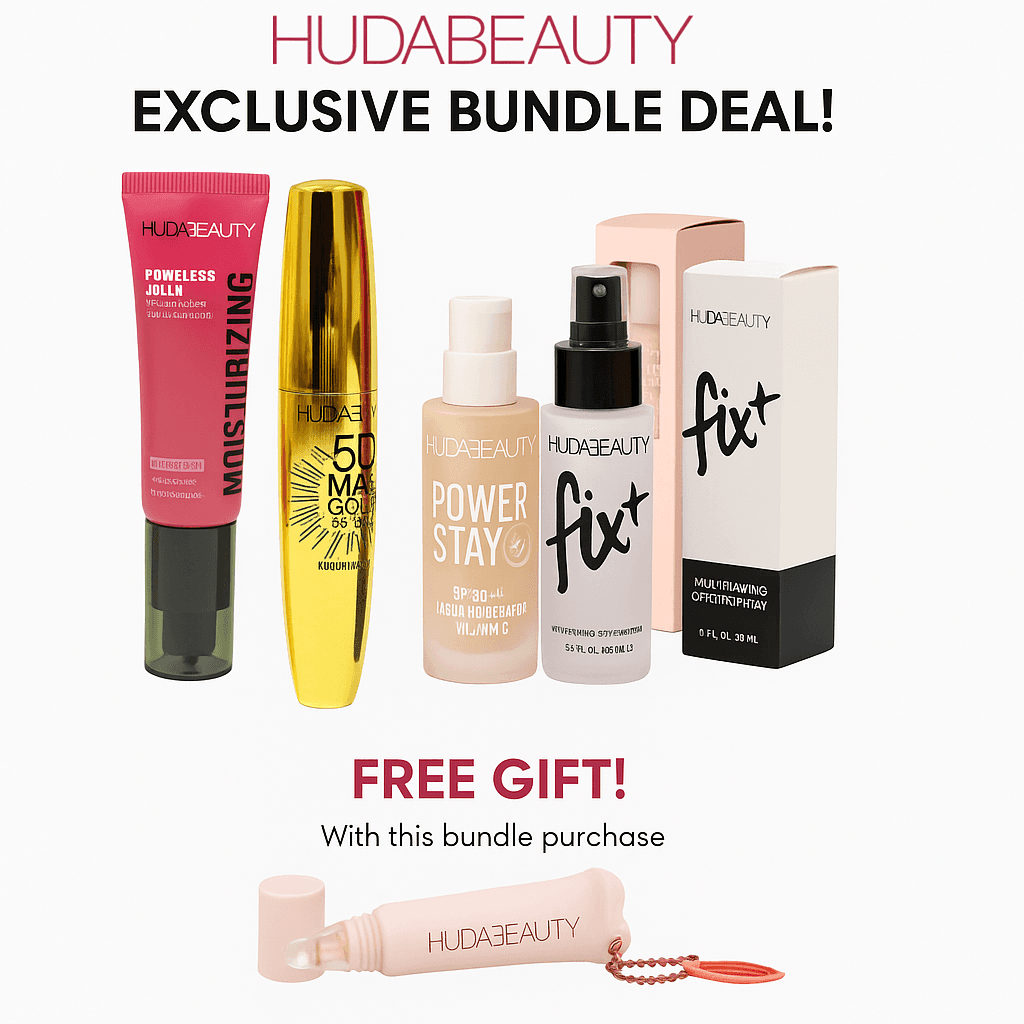 HUDA BEAUTY Makeup Bundle Deal – Free Lip Balm Included